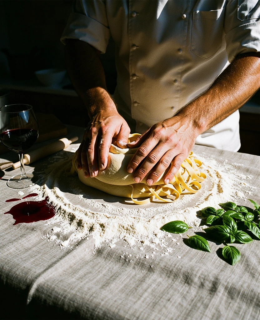 Mani di chef al lavoro